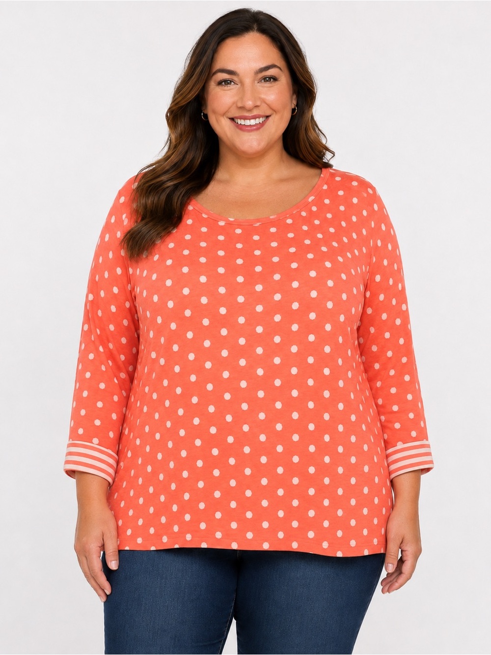 Talbots Coral Polka Dot Blouse